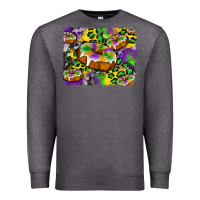 Charcoal Heather mardi gras cake glitterleopard and cowhide background Premium Sweatshirt - Artiststas