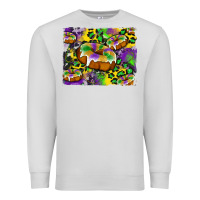 Dove Grey mardi gras cake glitterleopard and cowhide background Premium Sweatshirt - Artiststas