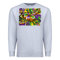 Heather Grey mardi gras cake glitterleopard and cowhide background Premium Sweatshirt - Artiststas