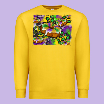 Mardi Gras Cake Glitterleopard And Cowhide Background Premium Sweatshirt Designed By Artiststas