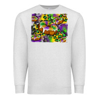 Oatmeal Heather mardi gras cake glitterleopard and cowhide background Premium Sweatshirt - Artiststas
