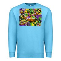 Ocean Blue mardi gras cake glitterleopard and cowhide background Premium Sweatshirt - Artiststas