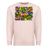 Pale Pink mardi gras cake glitterleopard and cowhide background Premium Sweatshirt - Artiststas