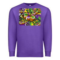 Purple mardi gras cake glitterleopard and cowhide background Premium Sweatshirt - Artiststas