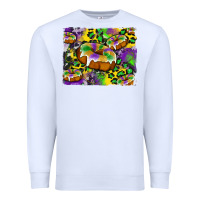 White mardi gras cake glitterleopard and cowhide background Premium Sweatshirt - Artiststas