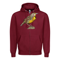 Burgundy Western Meadowlark Zipper Hoodie - LillyAllenDesigns