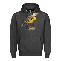 Charcoal Heather Western Meadowlark Zipper Hoodie - LillyAllenDesigns