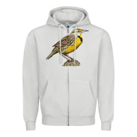 Dove Grey Western Meadowlark Zipper Hoodie - LillyAllenDesigns