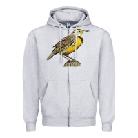 Heather Grey Western Meadowlark Zipper Hoodie - LillyAllenDesigns