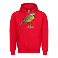 Red Western Meadowlark Zipper Hoodie - LillyAllenDesigns