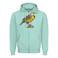 Seafoam Western Meadowlark Zipper Hoodie - LillyAllenDesigns