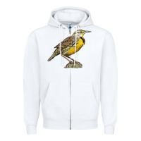 White Western Meadowlark Zipper Hoodie - LillyAllenDesigns