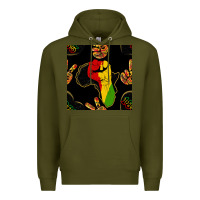 Army Green African Freedom Seamless Pattern Premium Hoodie - BundleAndBundleShop