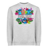 Heather Grey Your Text Stich Heavyweight Sweatshirt - CowhideDigitalArt