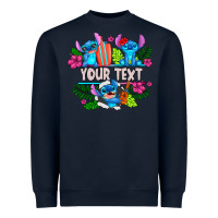 Navy Your Text Stich Heavyweight Sweatshirt - CowhideDigitalArt