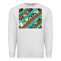 Oatmeal Heather turquoise glitter leopard and cowhide Premium Sweatshirt - Artiststas