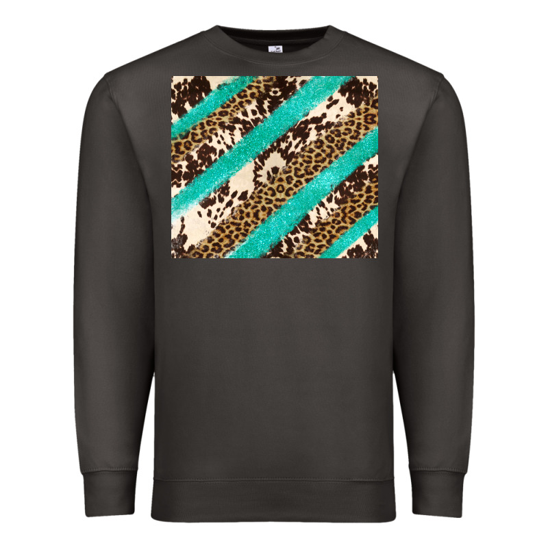 Turquoise Glitter Leopard And Cowhide Premium Sweatshirt by Artiststas | Teevron