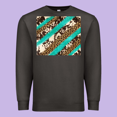 Turquoise Glitter Leopard And Cowhide Premium Sweatshirt Designed By Artiststas