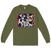 Army Green 4th of July Cows Holstein Cows Long Sleeve Tee - Jasminsmagicworld