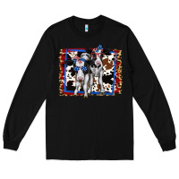 Black 4th of July Cows Holstein Cows Long Sleeve Tee - Jasminsmagicworld