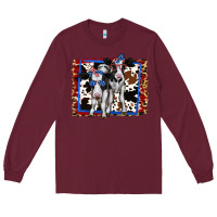 Burgundy 4th of July Cows Holstein Cows Long Sleeve Tee - Jasminsmagicworld
