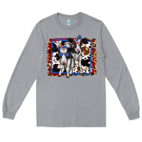 Heather Grey 4th of July Cows Holstein Cows Long Sleeve Tee - Jasminsmagicworld