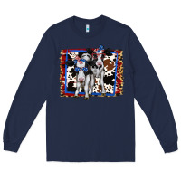Navy 4th of July Cows Holstein Cows Long Sleeve Tee - Jasminsmagicworld