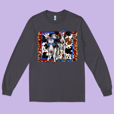 4th Of July Cows Holstein Cows Long Sleeve Tee Designed By Jasminsmagicworld