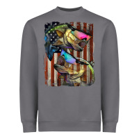 Storm American Flag With Bass Fish Heavyweight Sweatshirt - LillyAllenDesigns