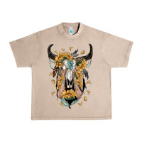 French Oak sunflower boho bull skull with hands Urban Heavy Tee - RanaPortraitStore