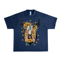 Navy sunflower boho bull skull with hands Urban Heavy Tee - RanaPortraitStore