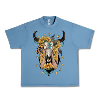 Pebble Blue sunflower boho bull skull with hands Urban Heavy Tee - RanaPortraitStore