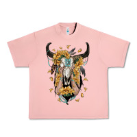 Salmon sunflower boho bull skull with hands Urban Heavy Tee - RanaPortraitStore