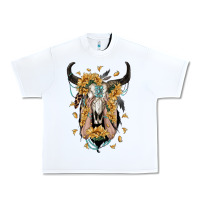 White sunflower boho bull skull with hands Urban Heavy Tee - RanaPortraitStore