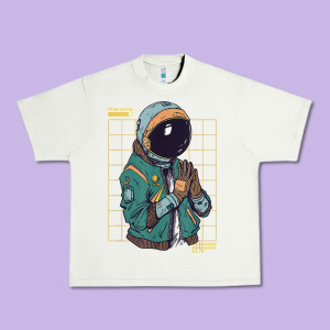 Astronaut Space Travel Retro Aesthetic Streetwear T Shirt Urban Heavy Tee Designed By Minhpixels