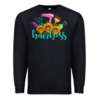 Black hairboss western sunflowers hairdresser Premium Sweatshirt - Artiststas