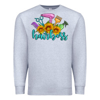 Heather Grey hairboss western sunflowers hairdresser Premium Sweatshirt - Artiststas