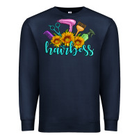 Navy hairboss western sunflowers hairdresser Premium Sweatshirt - Artiststas