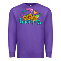 Purple hairboss western sunflowers hairdresser Premium Sweatshirt - Artiststas