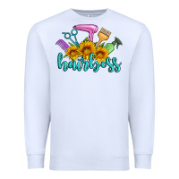 White hairboss western sunflowers hairdresser Premium Sweatshirt - Artiststas