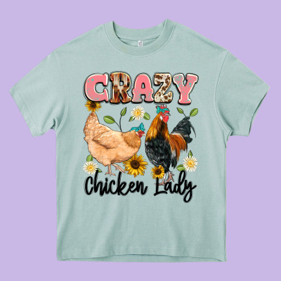 Crazy Chicken Lady Heavy Core Tee Designed By Artiststas