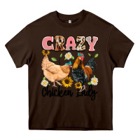Chocolate Brown crazy chicken lady Heavy Core Tee - Artiststas