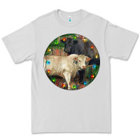 Dove Grey Christmas Charolais Bull And Black Angus Bull Premium Tee - RanaPortraitStore