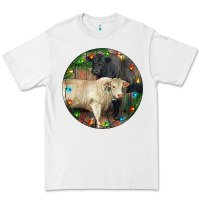 White Christmas Charolais Bull And Black Angus Bull Premium Tee - RanaPortraitStore