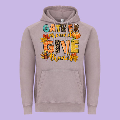 Gather Around And Give Thanks Vintage Hoodie Designed By Cowgirlartshop