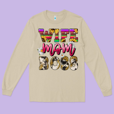 Wife Mom Boss Daisy Mother's Day Long Sleeve Tee Designed By Howdyjamesfarm