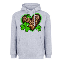 Heather Grey st patricks day leopard heart with shamrocks Heavyweight Hoodie - Artiststas