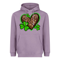 Lavender st patricks day leopard heart with shamrocks Heavyweight Hoodie - Artiststas