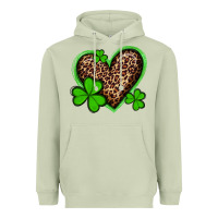 Matcha st patricks day leopard heart with shamrocks Heavyweight Hoodie - Artiststas