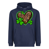 Navy st patricks day leopard heart with shamrocks Heavyweight Hoodie - Artiststas